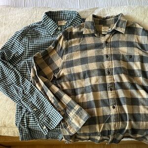 Double Pack Plaid Button-Up Shirts - Green & Navy/Brown & Charcoal